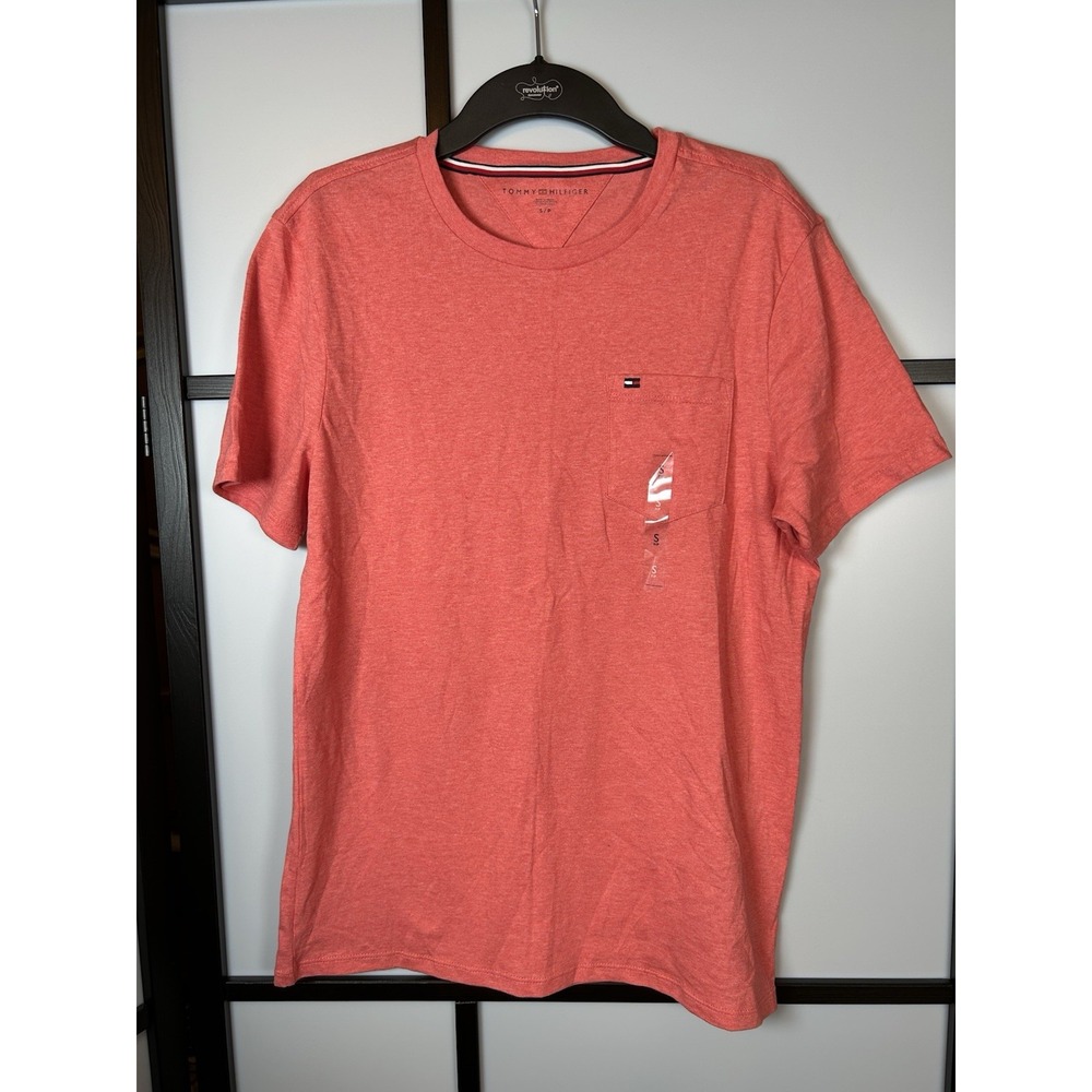 Tommy‎ Hilfiger Mens T-Shirt Short Sleeve Crew Neck Pocket Light Red Small NWOT